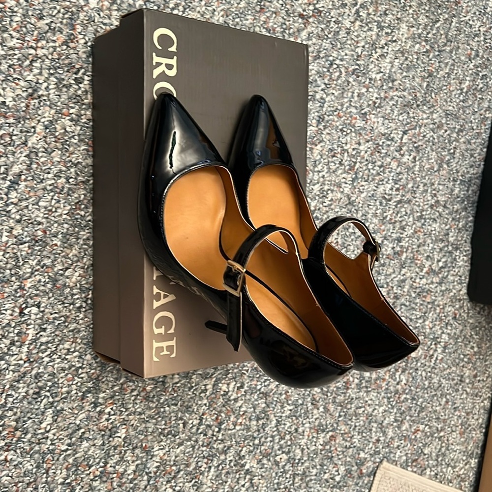 High heels size 46 14 black patent leather